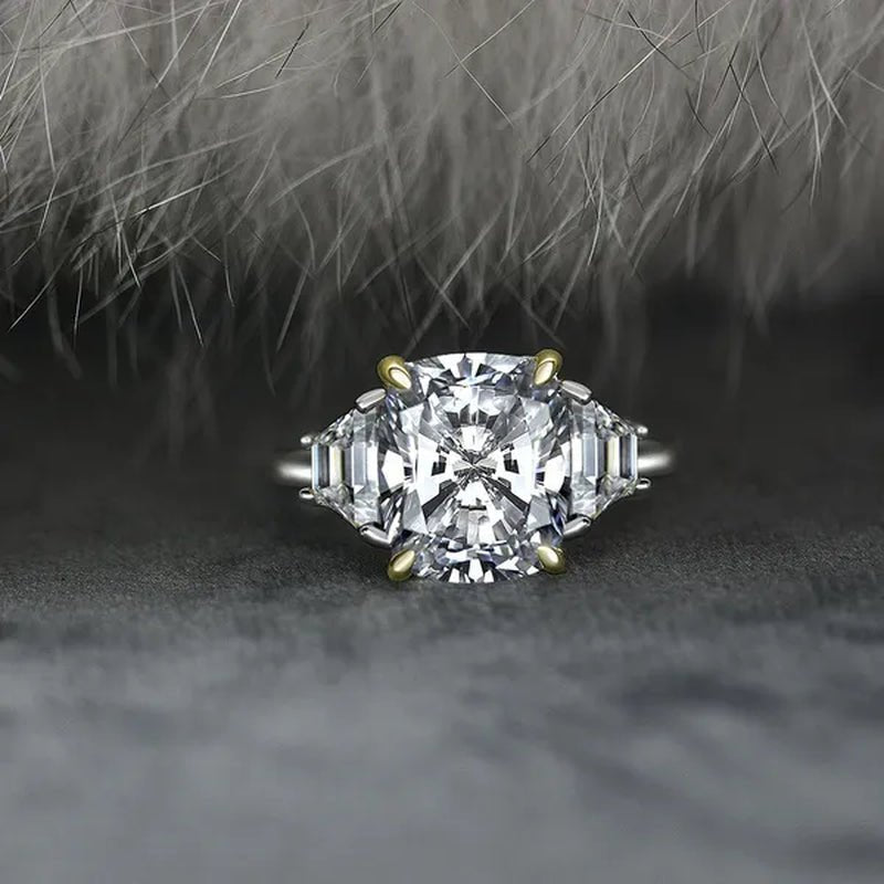 Radiant Cut Classic Sapphire Diamond White Ring Engagement Ring - WORLD TIME VISITS
