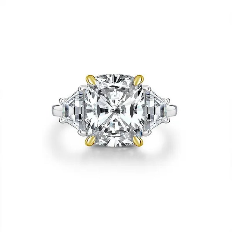 Radiant Cut Classic Sapphire Diamond White Ring Engagement Ring