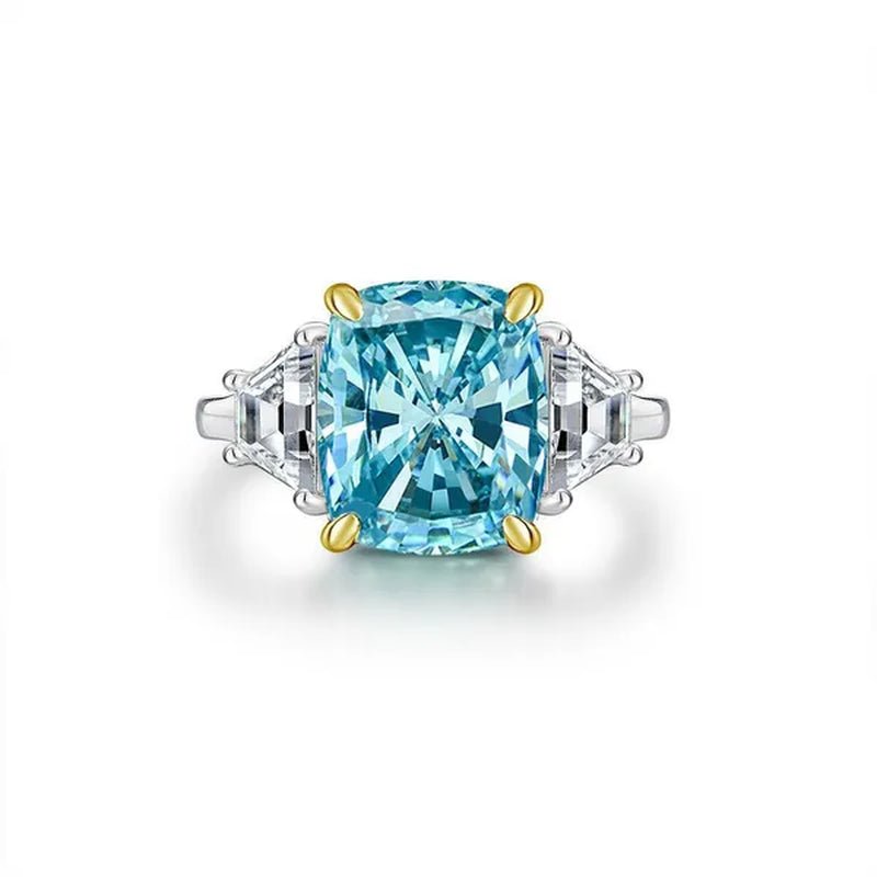 Radiant Cut Classic Sapphire Diamond White Ring Engagement Ring