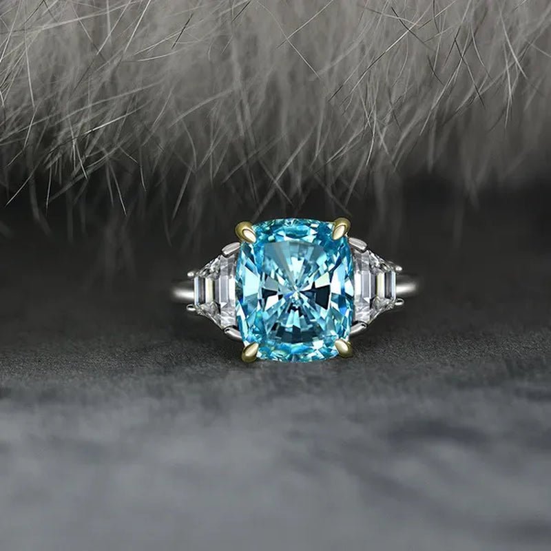 Radiant Cut Classic Sapphire Diamond White Ring Engagement Ring