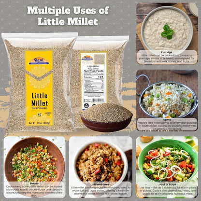 Rani Little Millet (Panicum Sumatrense) Whole Ancient Grain Seeds 28Oz (800G) ~ All Natural | Gluten Friendly | NON - GMO | Kosher | Vegan | Indian Origin | Kutki/Shavan/Saamai/Sama Kannada - WORLD TIME VISITS