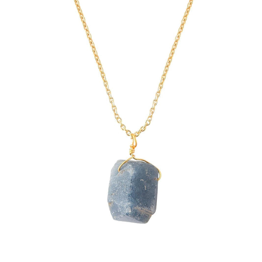 Raw Crystal Necklace, Blue Sapphire Rough Stone Necklace, Dainty Stone Pendant, Healing Crystals Healing Stone Pendant for Beauty, Love and Positive, Jewelry Gift - WORLD TIME VISITS