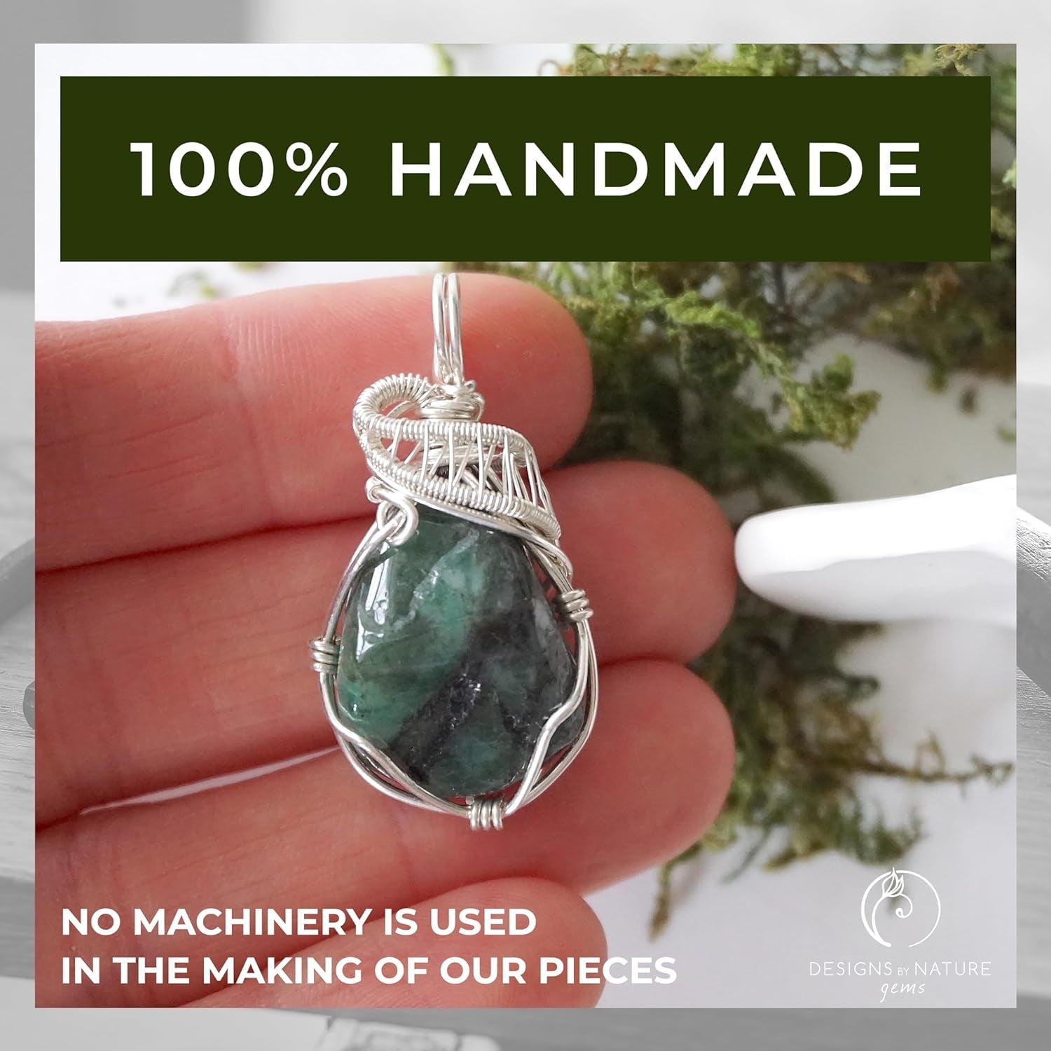 Raw Emerald Necklace, May Birthstone Jewelry, with 18 Inch Sterling Silver Chain, Genuine Raw Crystal, Handmade in North America - WORLD TIME VISITS