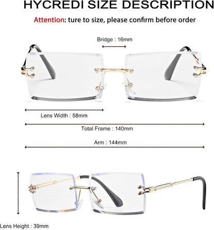 Rectangle Sunglasses for Men/Women Small Rimless Square Shade Eyewear