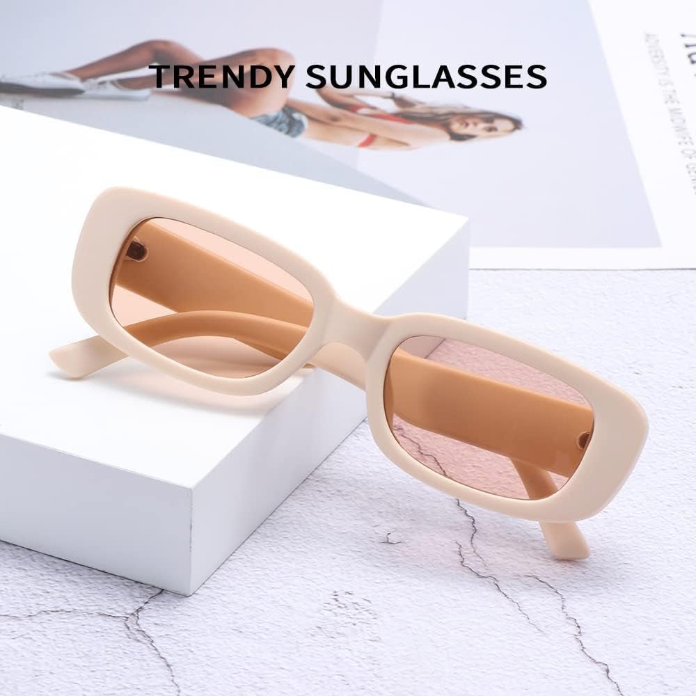 Rectangle Sunglasses for Women Men Trendy Retro Fashion Sunglasses UV 400 Protection Square Fram