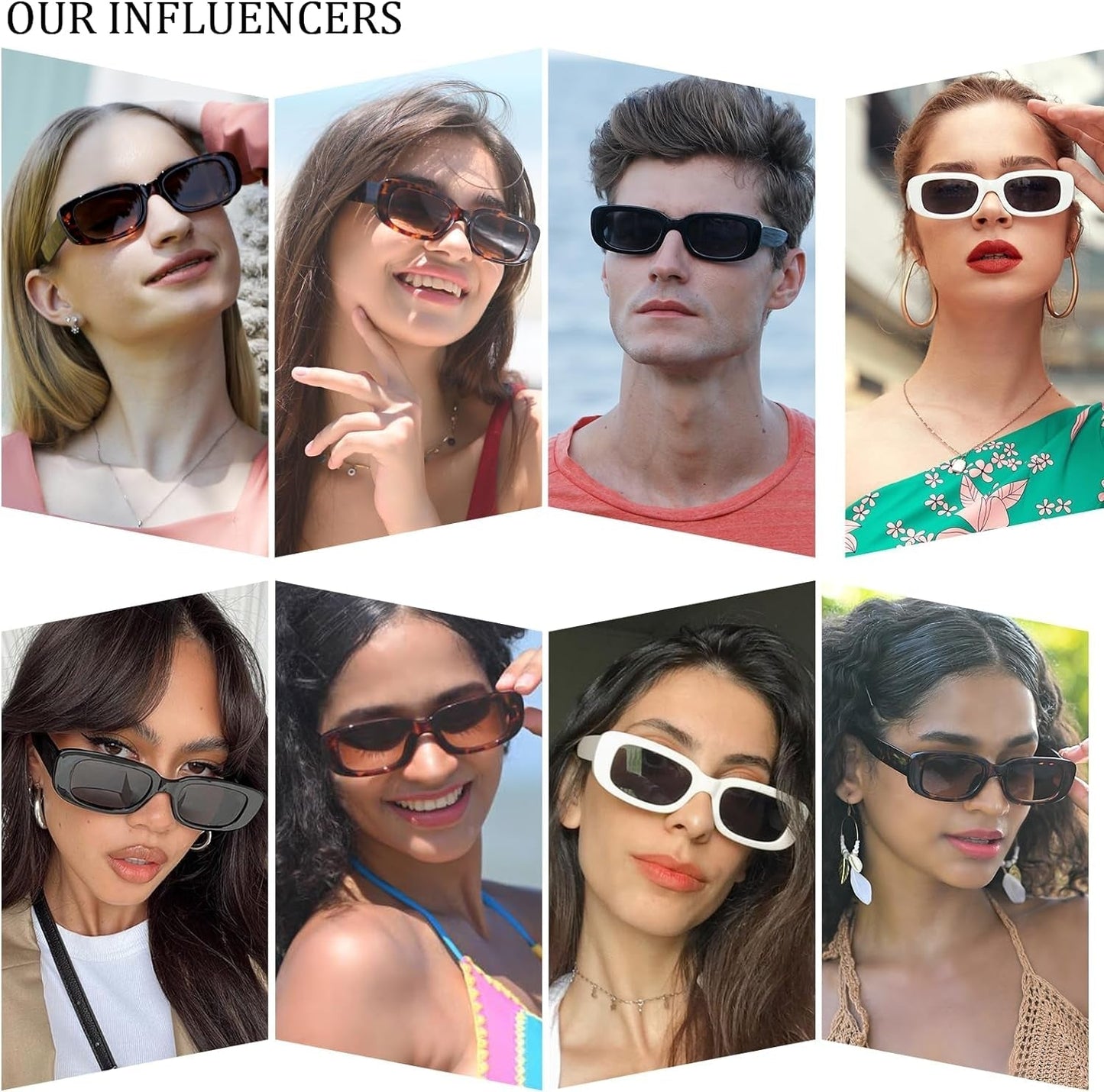 Rectangle Sunglasses for Women Men Trendy Retro Fashion Sunglasses UV 400 Protection Square Fram - WORLD TIME VISITS