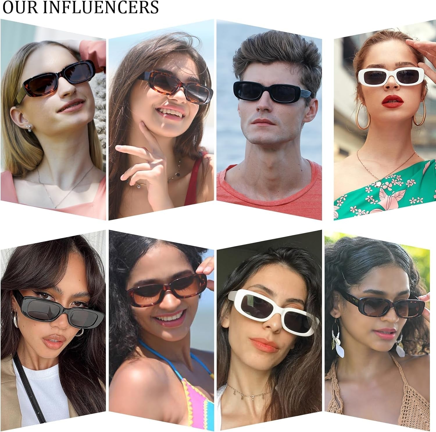 Rectangle Sunglasses for Women Men Trendy Retro Fashion Sunglasses UV 400 Protection Square Fram - WORLD TIME VISITS