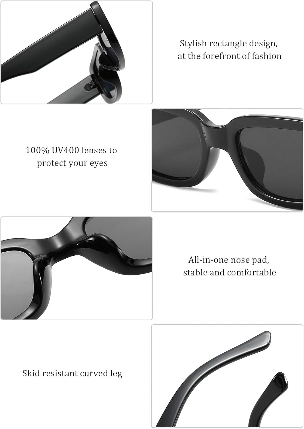 Rectangle Sunglasses for Women Men Trendy Retro Fashion Sunglasses UV 400 Protection Square Fram