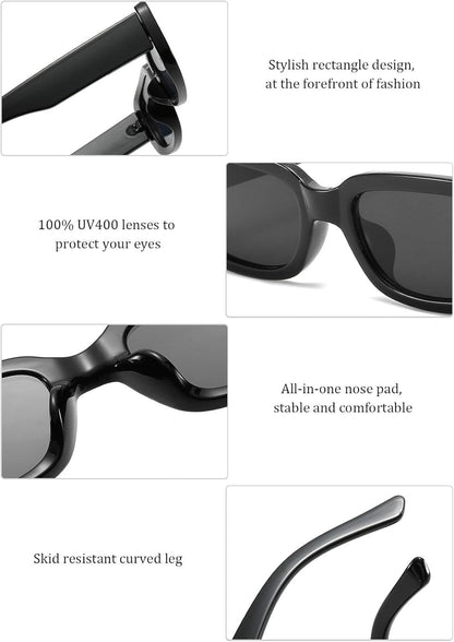 Rectangle Sunglasses for Women Men Trendy Retro Fashion Sunglasses UV 400 Protection Square Fram