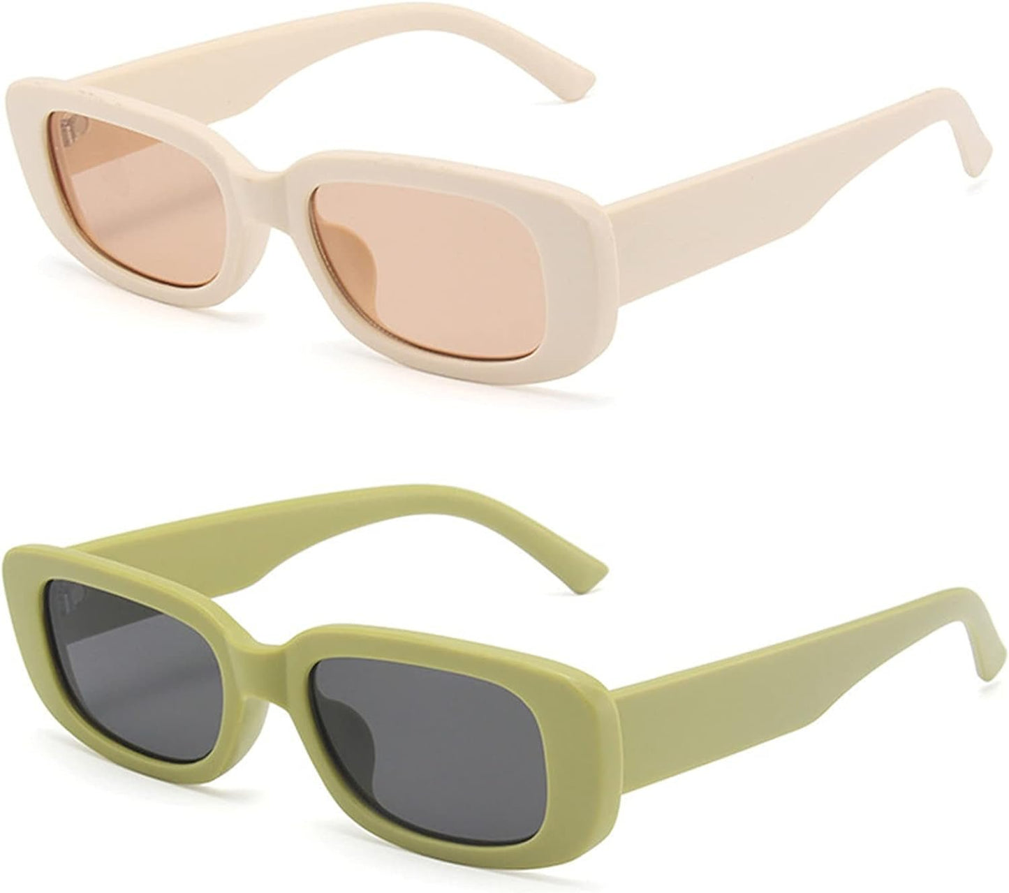Rectangle Sunglasses for Women Men Trendy Retro Fashion Sunglasses UV 400 Protection Square Fram - WORLD TIME VISITS