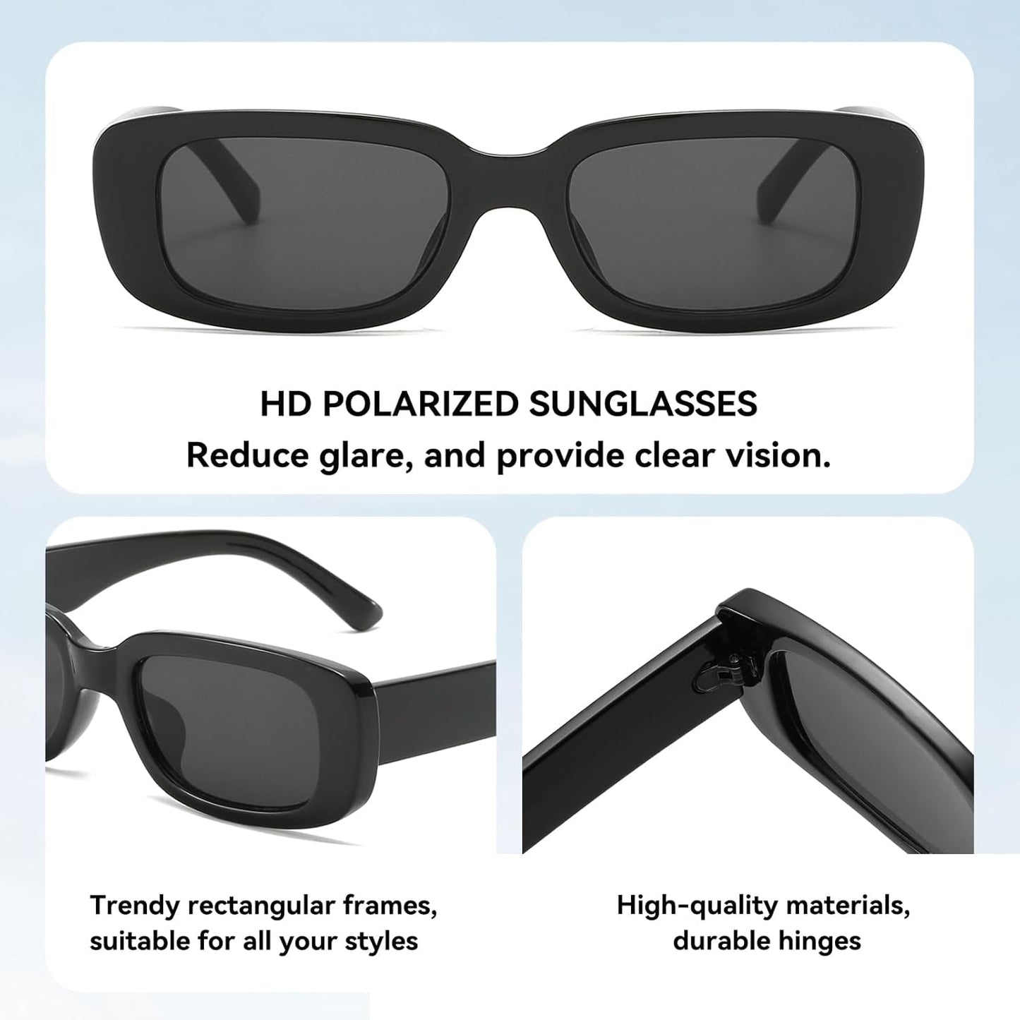 Rectangle Sunglasses for Women Men Trendy Retro Fashion Sunglasses UV 400 Protection Square Fram