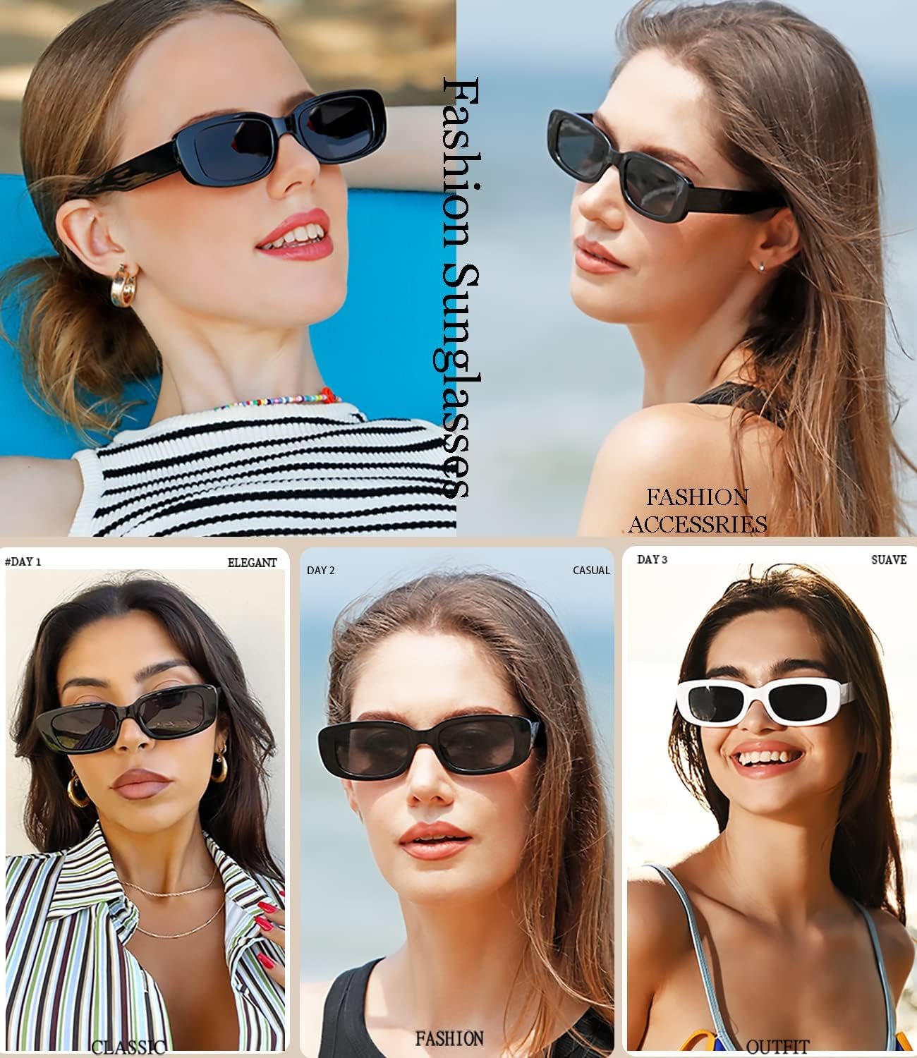 Rectangle Sunglasses for Women Men Trendy Retro Fashion Sunglasses UV 400 Protection Square Fram
