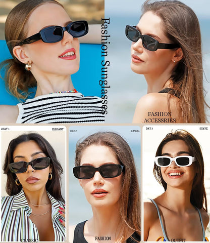 Rectangle Sunglasses for Women Men Trendy Retro Fashion Sunglasses UV 400 Protection Square Fram