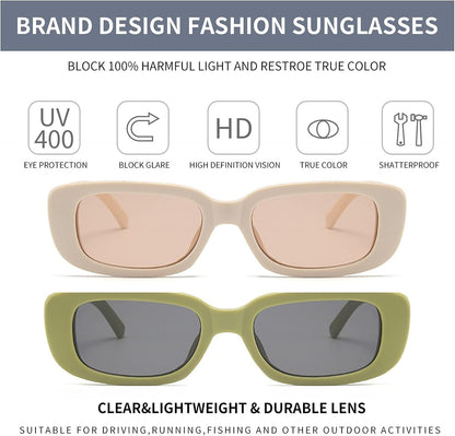 Rectangle Sunglasses for Women Men Trendy Retro Fashion Sunglasses UV 400 Protection Square Fram