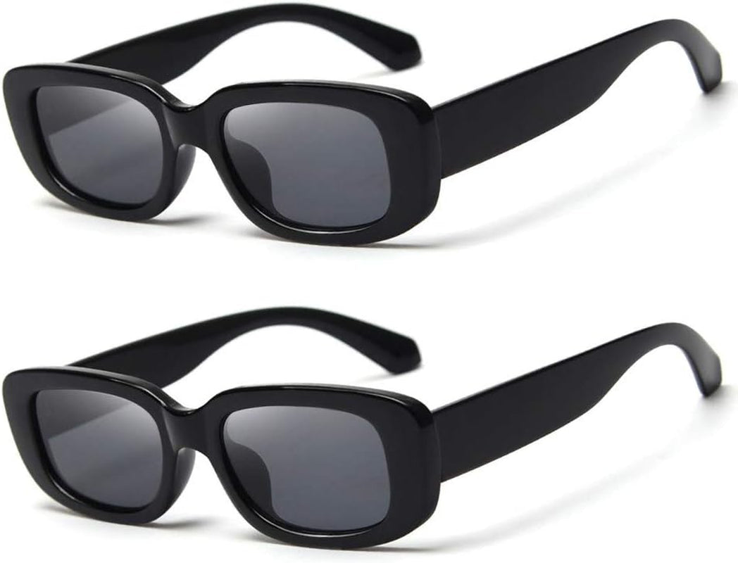 Rectangle Sunglasses for Women Men Trendy Retro Fashion Sunglasses UV 400 Protection Square Fram - WORLD TIME VISITS