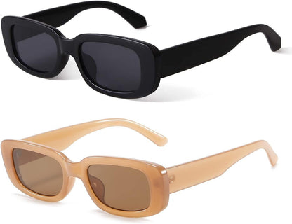 Rectangle Sunglasses for Women Retro Driving Glasses 90’S Vintage Fashion Narrow Square Frame UV400 Protection - WORLD TIME VISITS