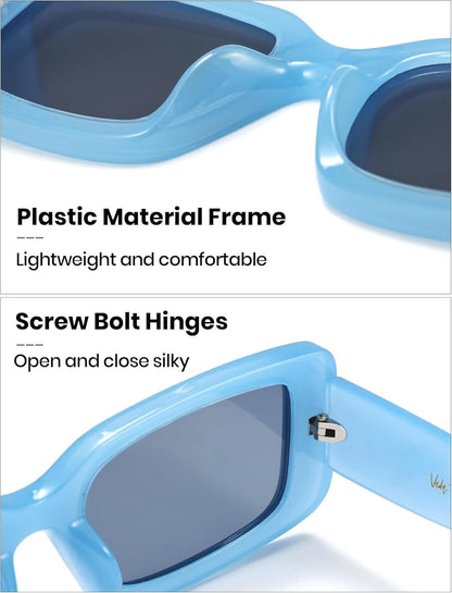 Rectangle Sunglasses Men Tinted Polarized Big Square Retro 90S Vintage Y2K Glasses for Women UV Protection