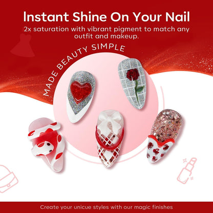 Red Gel Nail Polish Set 6 Colors, White Glitter Sparkle Bright Burgundy Dark Rose Champagne Silver Candy Cane Nail Gel Kit Soak off Nail Art Gel Manicure Salon DIY Gift Women - WORLD TIME VISITS
