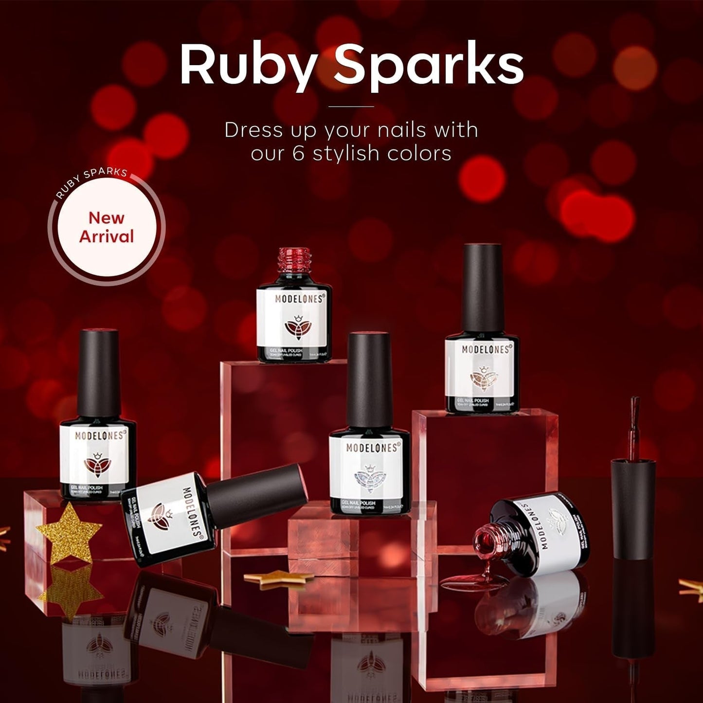 Red Gel Nail Polish Set 6 Colors, White Glitter Sparkle Bright Burgundy Dark Rose Champagne Silver Candy Cane Nail Gel Kit Soak off Nail Art Gel Manicure Salon DIY Gift Women