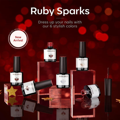 Red Gel Nail Polish Set 6 Colors, White Glitter Sparkle Bright Burgundy Dark Rose Champagne Silver Candy Cane Nail Gel Kit Soak off Nail Art Gel Manicure Salon DIY Gift Women