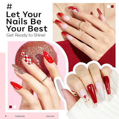 Red Gel Nail Polish Set 6 Colors, White Glitter Sparkle Bright Burgundy Dark Rose Champagne Silver Candy Cane Nail Gel Kit Soak off Nail Art Gel Manicure Salon DIY Gift Women - WORLD TIME VISITS
