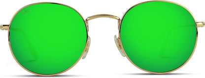 ' - Reflective Lens round Trendy Sunglasses - WORLD TIME VISITS