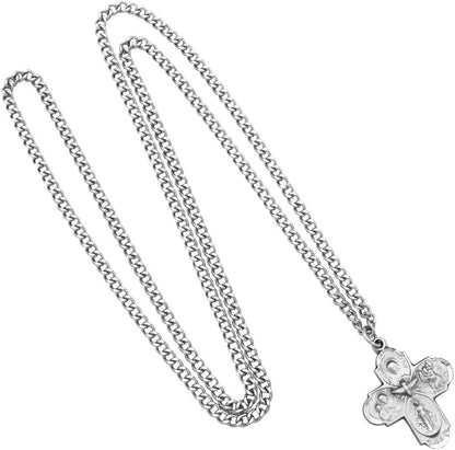 Religious Gift Traditional Catholic Small Four Way Medal Pendant Necklace, 24"