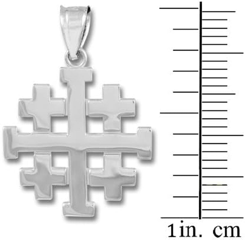 Religious Jewelry Polished Finish 925 Sterling Silver Crusaders Jerusalem Cross Pendant Necklace