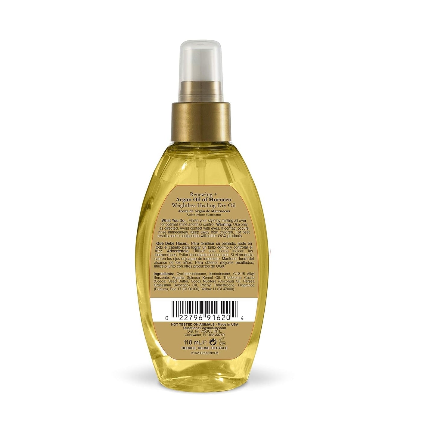 Renewing + Argan Oil of Morocco Weightless Healing Dry Oil Spray, Lightweight Hair Oil Mist for Split Ends, Frizzy Hair and Flyaways, Paraben & Sulfated - Surfactants Free, 4 Fl Oz - WORLD TIME VISITS