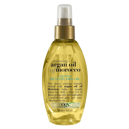 Renewing + Argan Oil of Morocco Weightless Healing Dry Oil Spray, Lightweight Hair Oil Mist for Split Ends, Frizzy Hair and Flyaways, Paraben & Sulfated - Surfactants Free, 4 Fl Oz - WORLD TIME VISITS