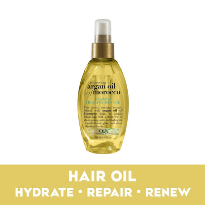 Renewing + Argan Oil of Morocco Weightless Healing Dry Oil Spray, Lightweight Hair Oil Mist for Split Ends, Frizzy Hair and Flyaways, Paraben & Sulfated-Surfactants Free, 4 Fl Oz