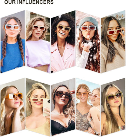 Retro 90S Nude Rectangle Sunglasses Womens Mens Trendy Chunky Glasses - WORLD TIME VISITS