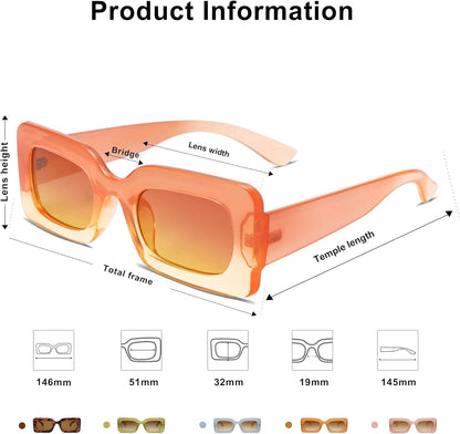 Retro 90S Nude Rectangle Sunglasses Womens Mens Trendy Chunky Glasses