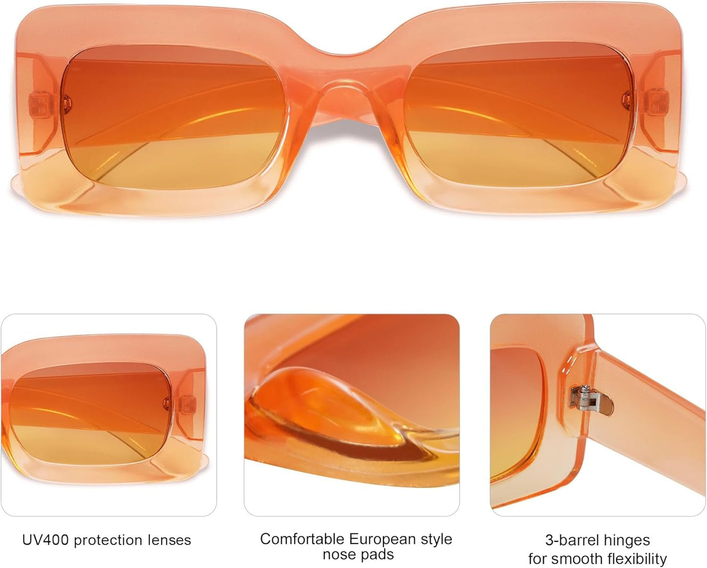 Retro 90S Nude Rectangle Sunglasses Womens Mens Trendy Chunky Glasses