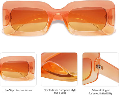 Retro 90S Nude Rectangle Sunglasses Womens Mens Trendy Chunky Glasses