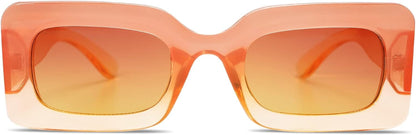 Retro 90S Nude Rectangle Sunglasses Womens Mens Trendy Chunky Glasses