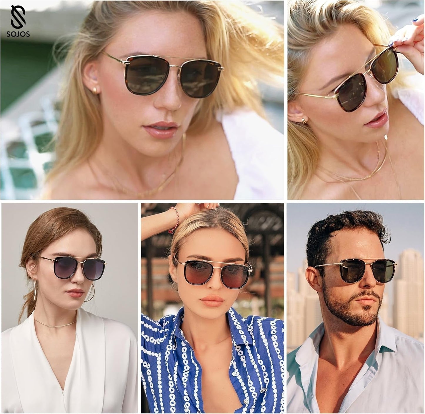 Retro Aviator Square Polarized Sunglasses for Women Men,Vintage Women'S Sun Glasses Shades UV400 SJ2180 - WORLD TIME VISITS