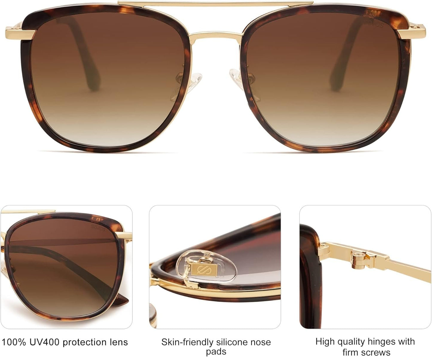 Retro Aviator Square Polarized Sunglasses for Women Men,Vintage Women'S Sun Glasses Shades UV400 SJ2180