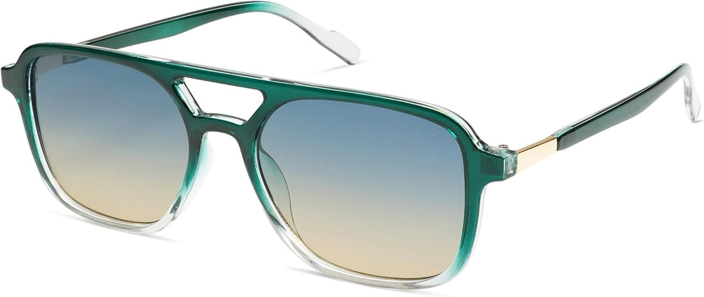 Retro Aviator Sunglasses for Women Men,Trendy Rectangle Womens Mens Shades Sun Glasses SJ2202 - WORLD TIME VISITS