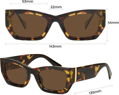 Retro Cat Eye Rectangle Polarized Sunglasses for Women Chunky Style MS52370