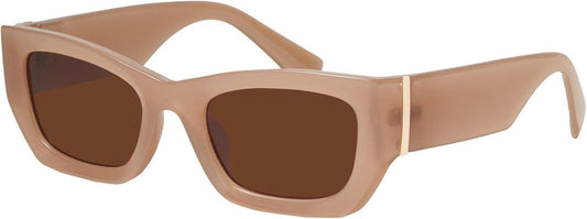 Retro Cat Eye Rectangle Polarized Sunglasses for Women Chunky Style MS52370 - WORLD TIME VISITS