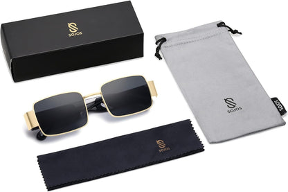 Retro Fashion Rectangle Sunglasses Womens Mens Vintage Trendy Square Shades SJ1162