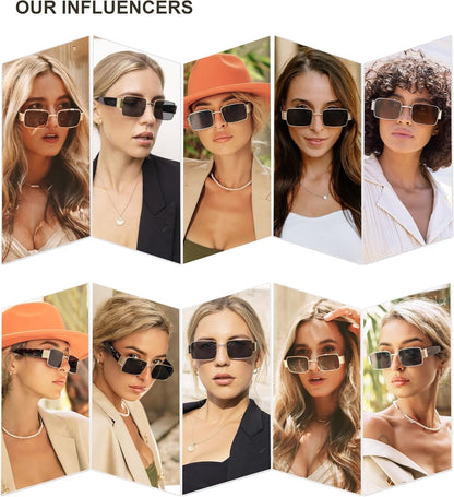 Retro Fashion Rectangle Sunglasses Womens Mens Vintage Trendy Square Shades SJ1162 - WORLD TIME VISITS
