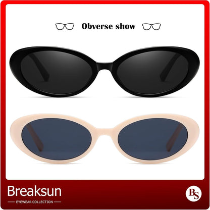 Retro Oval Sunglasses for Women Men Fashion Small Oval Sunglasses 90S Vintage Shades