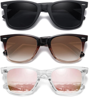 Retro Polarized Sunglasses for Women Men Classic Mirror Lens Driving Trendy Sun Glasses UV Protection (3 Pack)