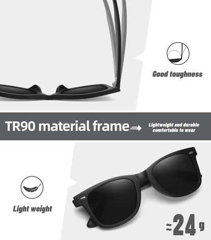 Retro Polarized Sunglasses for Women Men Classic Mirror Lens Driving Trendy Sun Glasses UV Protection (3 Pack)