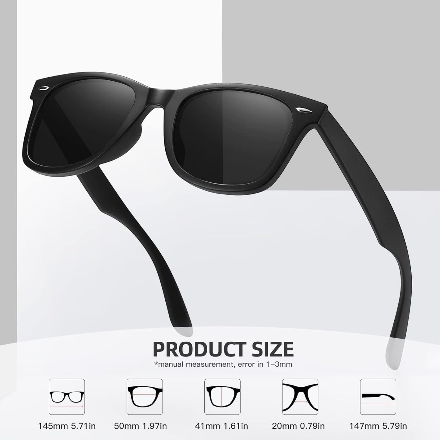 Retro Polarized Sunglasses for Women Men Classic Mirror Lens Driving Trendy Sun Glasses UV Protection (3 Pack)