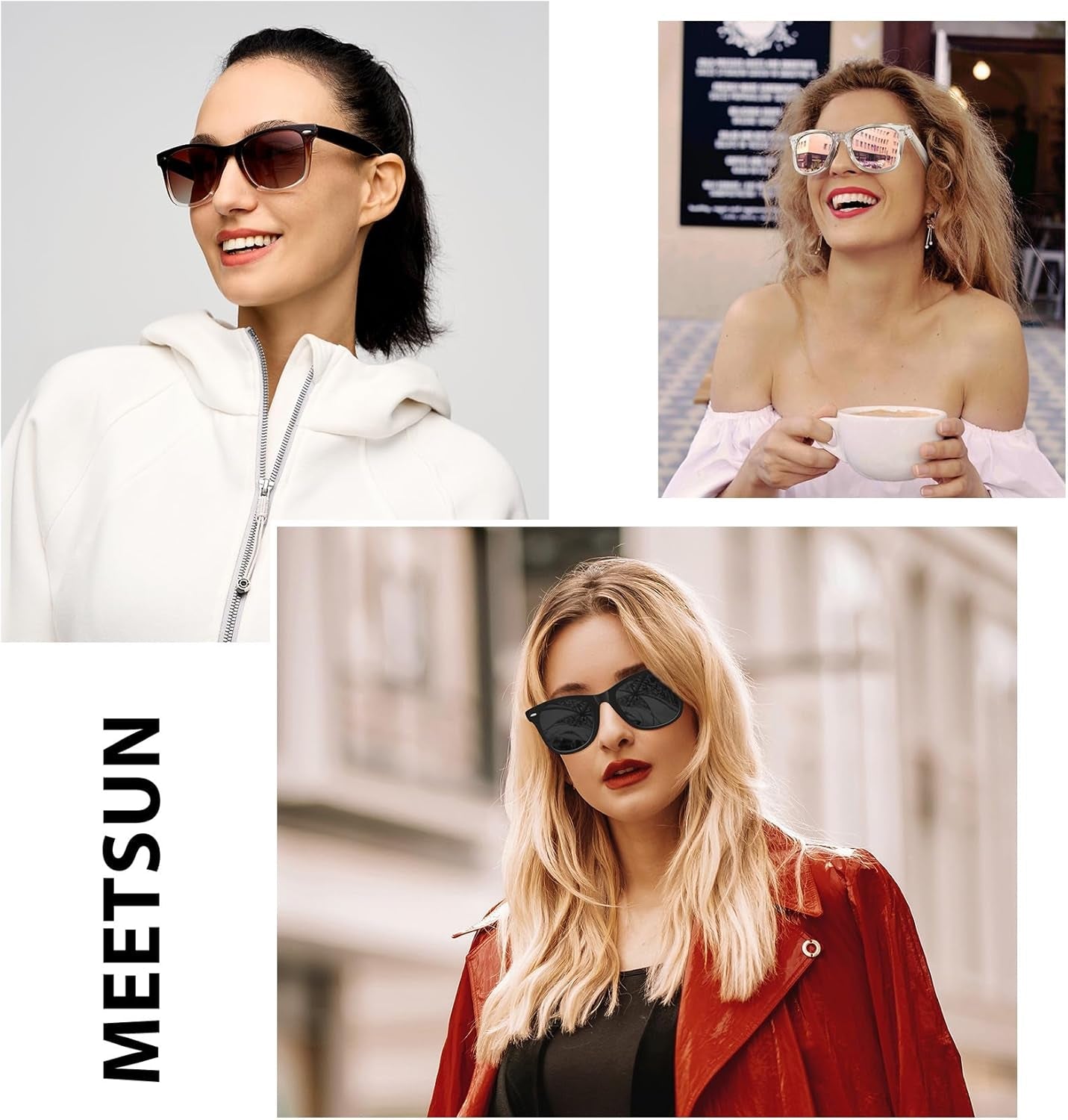 Retro Polarized Sunglasses for Women Men Classic Mirror Lens Driving Trendy Sun Glasses UV Protection (3 Pack) - WORLD TIME VISITS