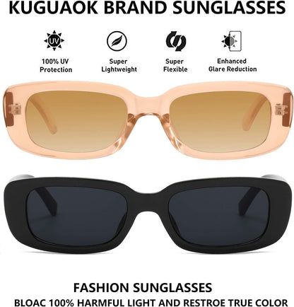 Retro Rectangle Sunglasses Women and Men Vintage Small Square Sun Glasses UV Protection Glasse