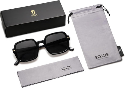 Retro Square Polarized Sunglasses for Women Men Classic Trendy Sunnies SJ2226